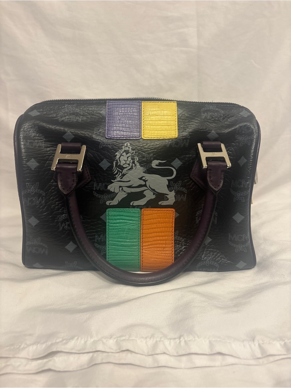 MCM limited edition princess lion black  Leather Top-Handle Bag